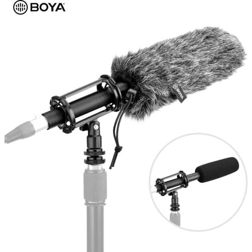 BOYA BY-BM6060 Super-cardioid Condenser Microphone 60Hz-20000Hz 3-pin XLR Frequency Shock Mount Foam Windshield Fur Windshield