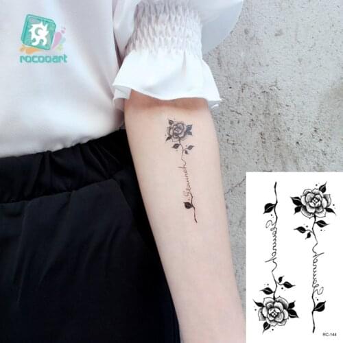Tattoo Sticker Women Flower Rose Peony Black Tatouage Temporaire Femme Temporary Sleeve Tattoo Waterproof Sexy Body Art Fashion
