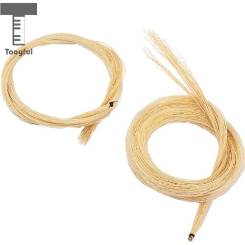 Tooyful 2 Hank Violin Bow Hair Replacement Horse Tail Hair for Violin Viola Cello Erhu Bow Parts 80cm