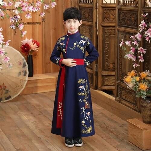 Traditional Chinese Tang Suit Girl Princess Children Host Evening Formal Dress Kids Boy Hanfu New Year Festival Jackets Costumes