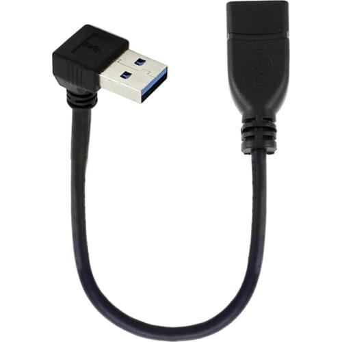 90 Degree USB 3.0 Type-A Male to USB 3.0 Type-A Female Extension Cable 20cm 5Gbps