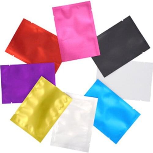100pcs 7x10cm Matte Colorful Aluminum Foil Open Top Bag Vacuum Heat Sealed Bag Tea Mask Bag Food Packaging Bags Gift Bag