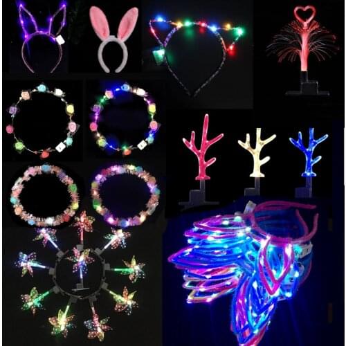 Wreath Flowers Crown Hair Clip Garland Headband Light Bunny Cat Easter Wedding Valentines Day Birthday Party Decoration Gift