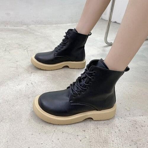 Women Winter Ankle Boots Genuine Leather Woman Shoes Nice Vogue Keep Warm Platform Round Toe Lace-up Knight Short Boots Women
