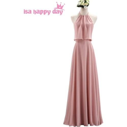 Vestidos longos de festa blush plus size chiffon womens halter bridesmaid dresses bridesmade dress for bridesmaids W4302