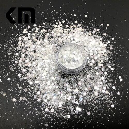 1g/Bottle White Color Mixed Shiny Hexagon Chunky Glitter High Flash Glitter Sequins For Fairy DIY Nails Art Body Face Decoration