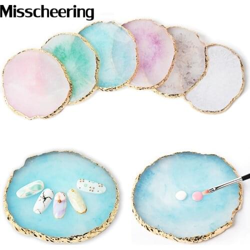 1 Pcs Round False Nail Tips Display Board Resin Stone Color Painting Palette Holder Practice Nail Art Tools Manicure Accessories