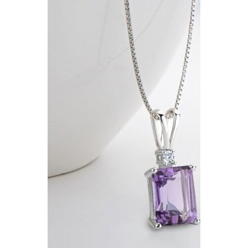 100% 925 Sterling Silver 7*9mm Topaz Pendant Sparkling Amethyst stone Pendant Necklace For Women Anniversay Gifts Fine Jewelry