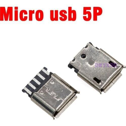 100PCS DIY Micro USB 5P 5Pin Female Plug Connectors Kit Black With a Shell Welding Line Type V8