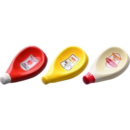 3 Pcs Ceramic Extruded Tomato Sauce Bottle Shape Dish Soy Sauce Plate Ketchup Mayonnaise Mustard Seasoning Dish