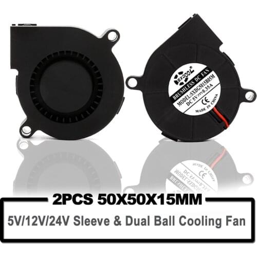 3D Printer DC blower 2PCS 5015 50mm DC 24V 12V 5V Ball/Sleeve Brushless Cooling Turbine Blower Fan 50mm x 15mm Blower Cooler Fan