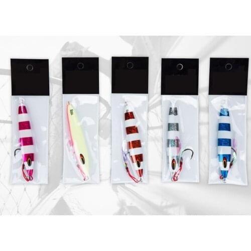 5PCS Deep sea Fishing Glow Luminous Stripe Jigging Quick sinking bait Jig Lure Jigbait spoon baits with hook 80/100/120g