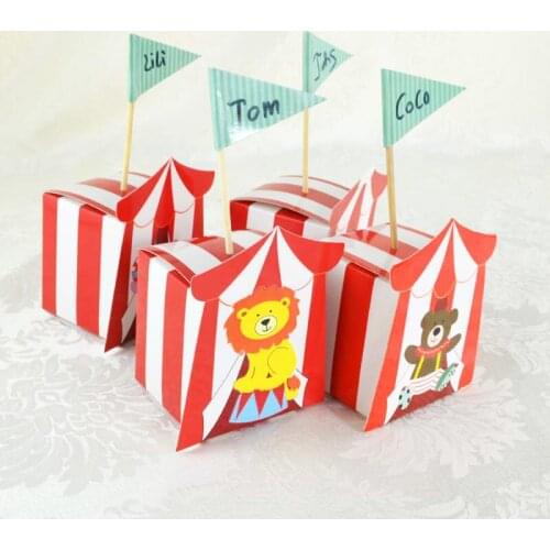 50pcs Animal Paper Candy Box Kids Birthday Party Decoration Elephant Lion Bear Gift Box Wedding Supplies