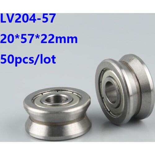 50pcs/lot LV204-57 20x57x22 mm Laser Cutting Machine Roller Guideway V groove track roller guide bearing for CNC 20*57*22mm