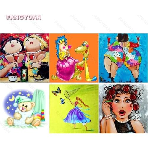 5D Diy Full Round Square Drill Cartoon Diamond Painting Fat Woman Rhinestone Craft Cross Stitch Kits Diamond Embroidery Handmade