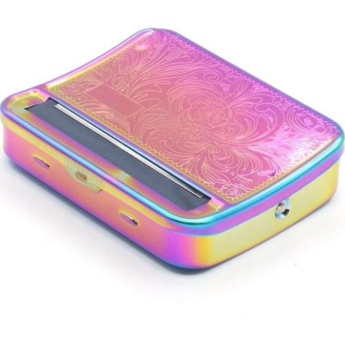 70/78mm Metal Rolling Machine Cigarette Tobacco Roller Box Cigarette Case weed rainbow silver Accessories for smoking glass bong