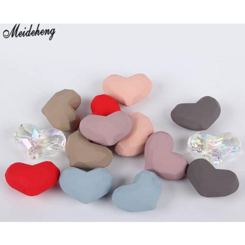 Acrylic Loving Heart Rubber Keychain Beads for DIY Jewelry Making Transparent Japan Korean Style Shoe Home Decoration Accessory