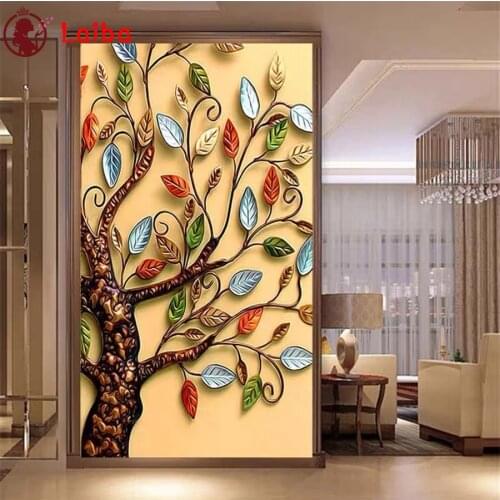 Diamond Embroidery Golden tree colorful leaves Picture Of Diamond Painting Full Square round drill Mosaic Cross Stitch Wall Art