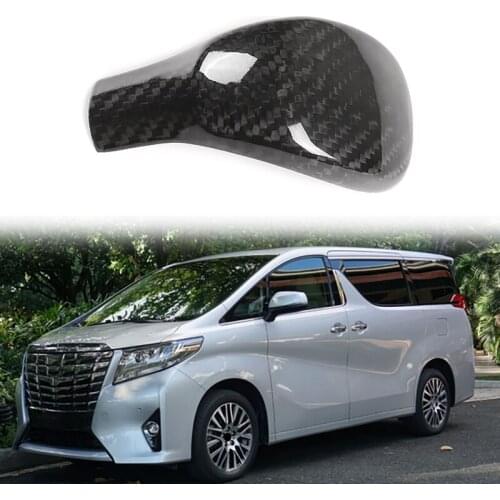 Car Carbon Fiber Gear Shift Knob Head Cover Sticker Trim for Toyota Alphard Vellfire 15-20 Car Shift Knob Cover Trim