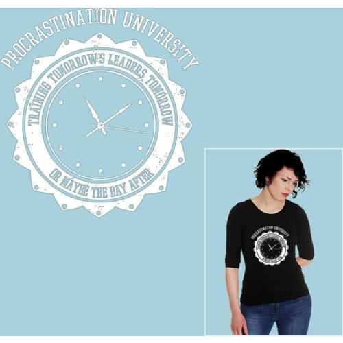 Big ,White Clock Heat Transfer Ironing stickers Applique on Clothes Washable Vinyl Sticker For Clothes Vinyl Sticker