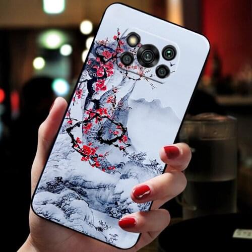 Xiomi PocoX3 Smart Phone Cases For Xiaomi poco x3 pro Case F3 M3 nfc X3nfc X3Pro Coque Retro Flower Mountain Painting Back Cover
