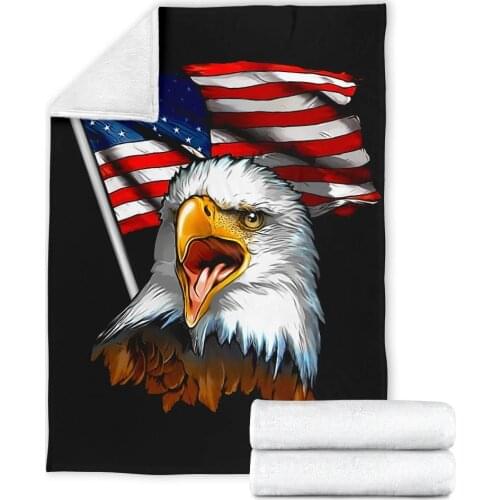 Eagle 3d printed fleece blanket for Beds Hiking Picnic Thick Quilt Fashionable Bedspread Sherpa Throw Blanket 02