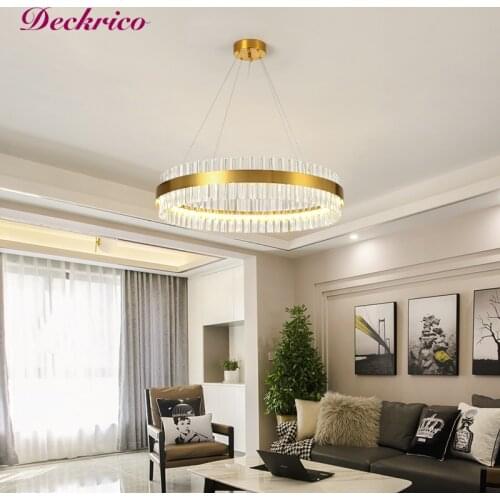 Hot Selling Luxury Crystal Chandelier Living Room And Lobby Decoration Hanging Lights Crystal Circle Pendant Lustres Led Lamp