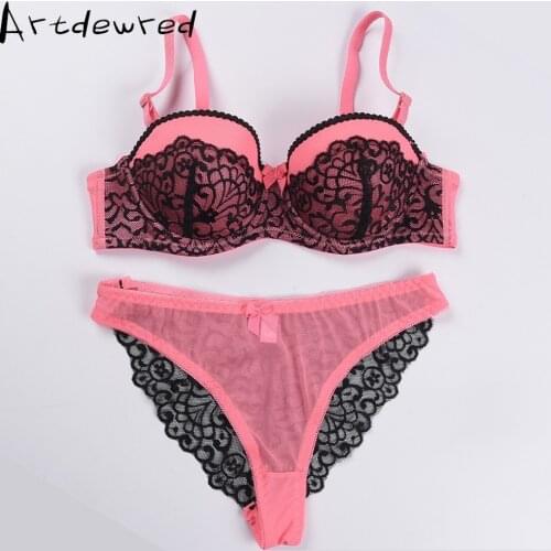 2018 Underwire Bra Three Quarters(3/4 Cup) Sexy Bra Set New Women Plus Size Push Up Underwear And Panty BCD Cup For Female