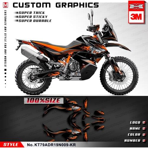 KUNGFU GRAPHICS Shark Stickers Custom Motorcycle Vinyl Decals for 790 ADV R Adventure 2019 2020, Black