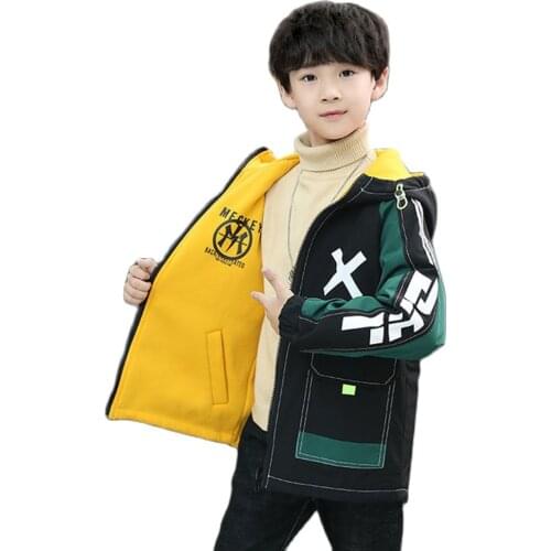Spring & Autumn Polyester Jacket For Boy New 2021 Korean Version Coat Wear on Both Sides Hooded Casual Slim Childrens Clothing