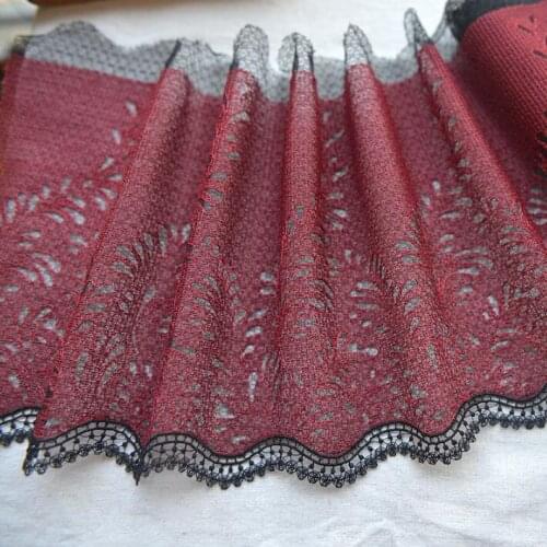 5 Meters/lot 21CM Width Beautiful Embroidery Lace Fabric Burgundy Lace Ribbon Trim for Hair Bow Ornament DIY Garment Accessory