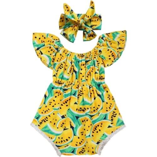 Summer Newborn Kids Baby Girls Sleeveless Floral Print Bodysuit Floral Sunsuit Outfits Sets 0-4M
