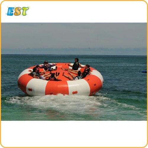 5m Diameter hot sale summer aqua ufo inflatable water banana boat water saturn flyfish disco boat