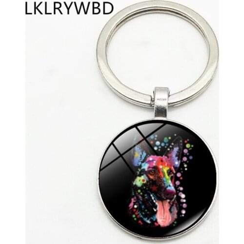 LKLRYWBD Art Splash Demu Neon Keychain Keyring Jewelry Pendant Convex Glass Keychain Friends Gift