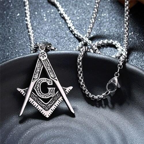 Masonic Freemasonry Pendants Necklaces Gold/Silver Color Stainless Steel Chain Accessories for Hiphop/Rock Style Men Jewelry