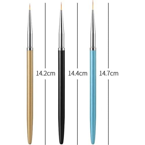 MiFanXi 3 Pcs Nail Liner Brush Set Metal Handle Stripe Painting Drawing Pen Kits DIY Manicure Nail Art Tools#G-B036