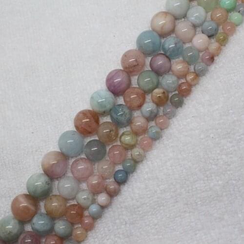 Mini. order is $7! 6-12mm Natural Morganite Aquamarines Round Jewelry Making Loose Beads 15"
