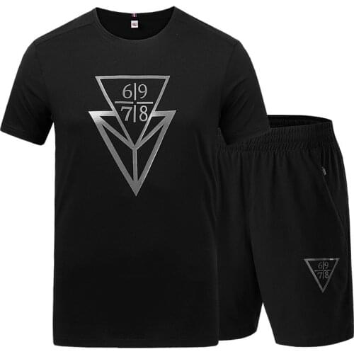 Fashion Men Tshirt Sets Quick Drying Summer Mens Fitness Suit Short-Sleeve T Shirts + Shorts Tracksuit Male O-Neck Sportswear