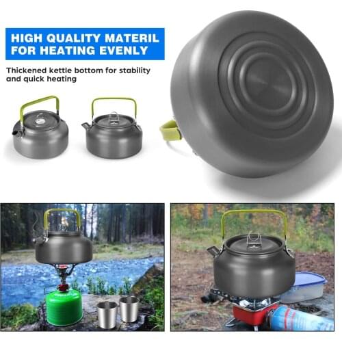 Camping Cookware Kit Outdoor Camping Kettle Portable Teapot Coffee Maker Picnic Tea Kettle Outdoor Cooking Set Water Kettle Pan