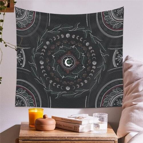 Starry Sky Carpet Wall Hanging Plant Celestial Flower Tapestry Hippie Flower Wall Blanket Room Decoration Moon Phase Tapestry