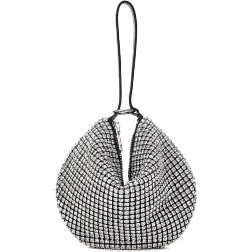 2021 New Rhinestone Bag Bling Semi-Circular Diamond Set Leather Underarm Bag