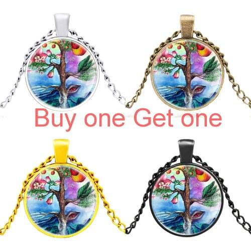 New Arrival Tree of Life Flower Eye Design Glass Dome Charm Necklace Men Women Pendant Jewelry Accessories Gift