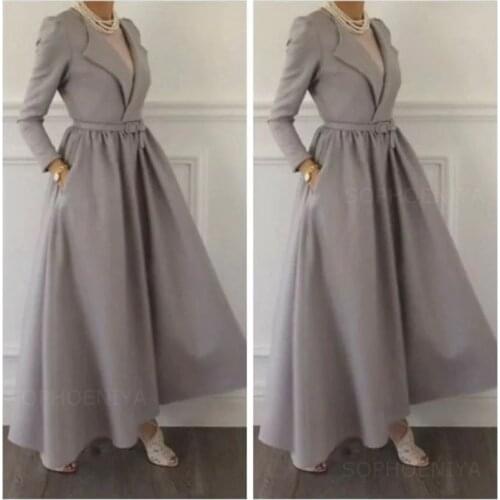 New Arrival V Neck Long sleeve evening dress 2021 Abaya dubai Prom dresses for women party Vestidos formales Evening gowns