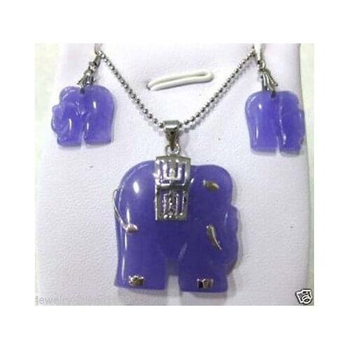 New Style Hot sale*******Jewelry purple jade elephant pendant & earrings Fashion Wedding Party Jewellery