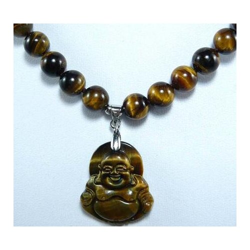 8mm tiger eye jade necklace Buddha/Guanyin lucky pendant