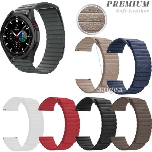 20mm 22mm Leather Loop Magnetic Band Strap For Samsung Gear Sport S4 for Samsung Active 2 /Watch3 41mm Replacement strap