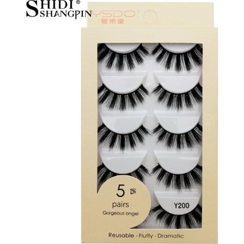 SHIDISHANGPIN 5 Pairs 3D Mink Lashes Natural Long Wispy Fluffy False Eyelashes Faux Cils Cosmetic Makeup Extension Eyelashes