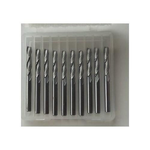10pcs 3.175mm 1/8" 2 Flute Carbite spiral End Mill Cutter CNC Bit 22mm