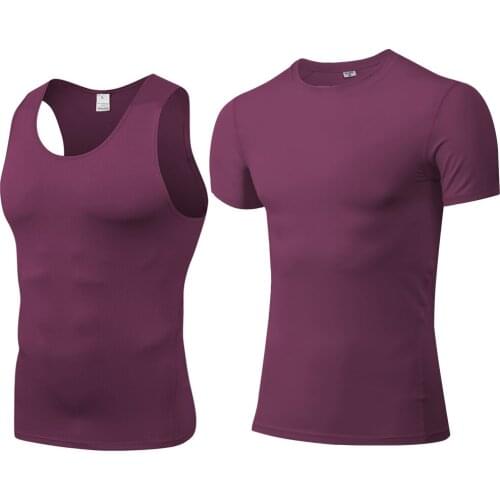 Gym Clothing Compression T Shirt For Men Workout T-shirt Bodybuilding Fitness Gym Running Shirts Quick Dry Compression Tank Top