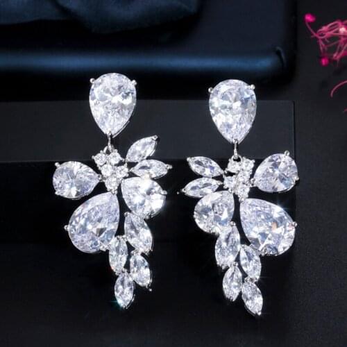 ThreeGraces New Arrival Luxury Marquise Shape Cubic Zirconia Bridal Big Size Exaggerated Wedding Earrings For Women ER039